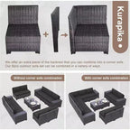 ALAULM 13 Pieces Patio Furniture Set, Rattan Wicker Outdoor Conversation Sets, Furniture Sectional Sofa Set