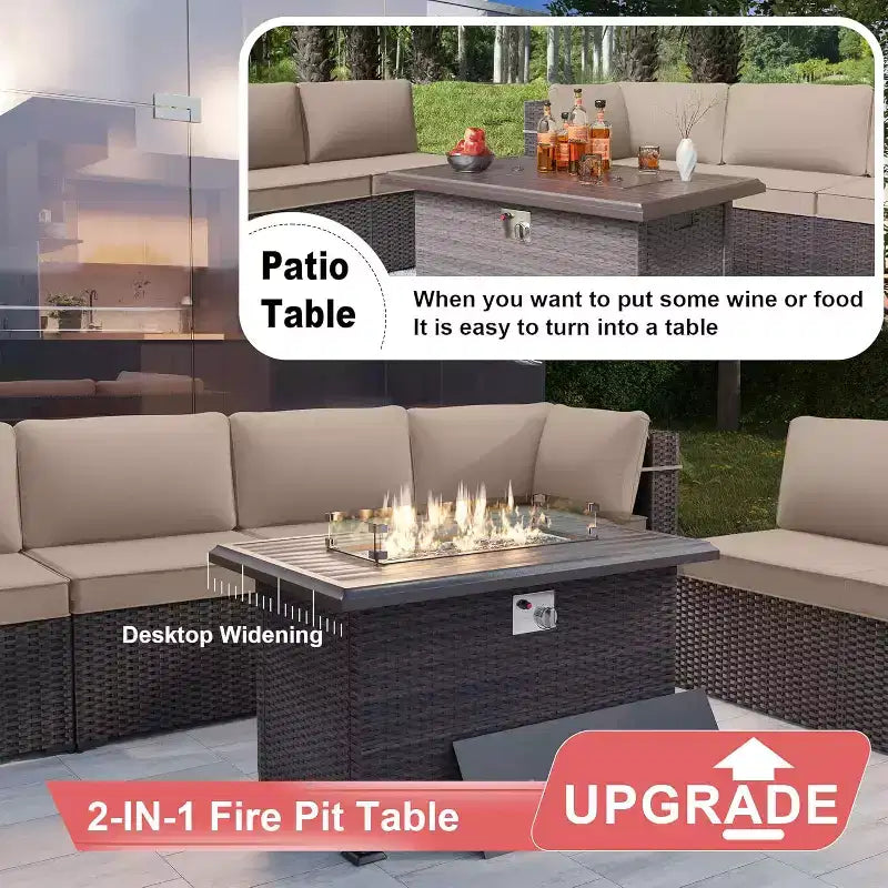 ALAULM 13 Pieces Patio Furniture Set, Rattan Wicker Outdoor Conversation Sets, Furniture Sectional Sofa Set
