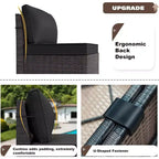 ALAULM 13 Pieces Patio Furniture Set, Rattan Wicker Outdoor Conversation Sets, Furniture Sectional Sofa Set