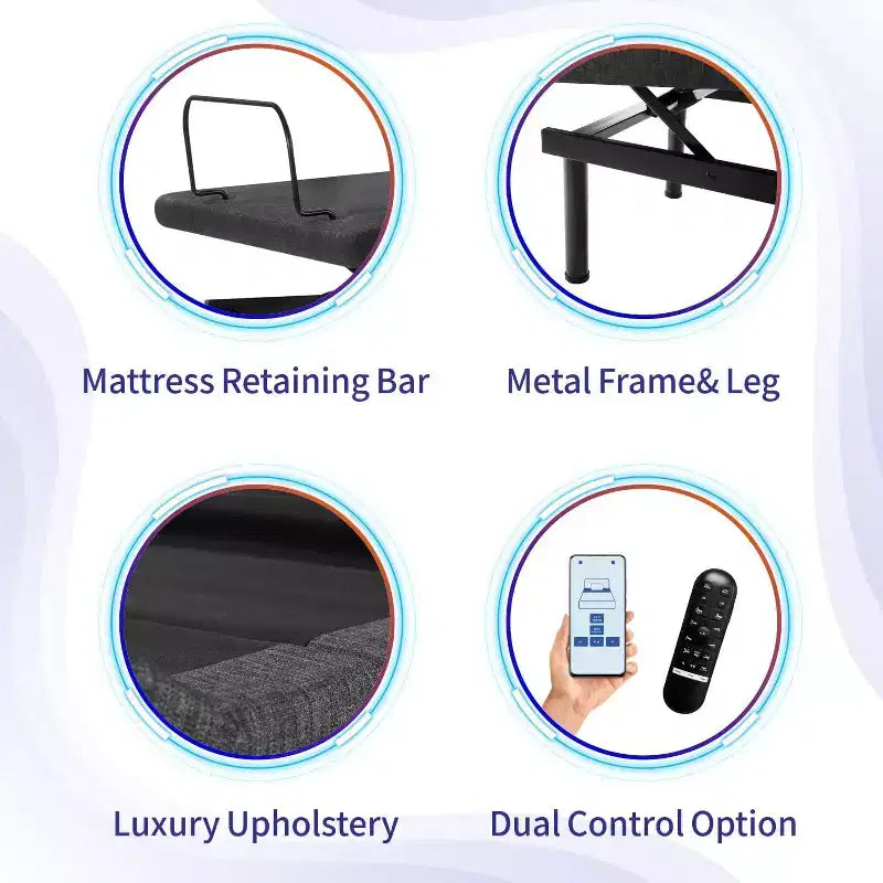 Dyonery Adjustable Beds with 12 Gel Memory Foam Mattress Smart APP Control Massage