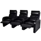 vidaXL 3-Seater Home Theater Recliner Sofa with Built-in Cup Holder - Black