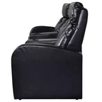 vidaXL 3-Seater Home Theater Recliner Sofa with Built-in Cup Holder - Black