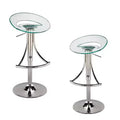 HomeRoots Clear and Silver Metal and Heavy Duty Plastic Low Back Adjustable Height Bar Chair
