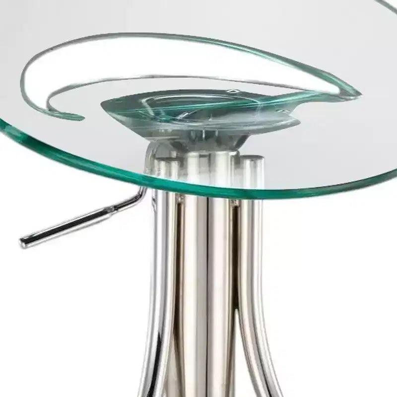 HomeRoots Clear and Silver Metal and Heavy Duty Plastic Low Back Adjustable Height Bar Chair