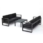 Christopher Knight Home Tiffany Outdoor Modern 6 Seater Aluminum Frame Sofa Set with Coffee Table