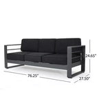 Christopher Knight Home Tiffany Outdoor Modern 6 Seater Aluminum Frame Sofa Set with Coffee Table