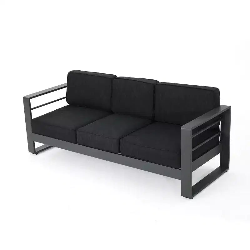Christopher Knight Home Tiffany Outdoor Modern 6 Seater Aluminum Frame Sofa Set with Coffee Table
