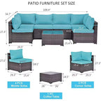 Ensemble de meubles de patio ALAULM 7 pièces Sectionnel extérieur en rotin PE Canapé brun Ensemble de conversation en osier manuel pour patio