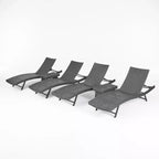 Christopher Knight Home Calvin 6 Piece Outdoor Rattan and Iron Adjustable Chaise Lounges with Foldable Tables