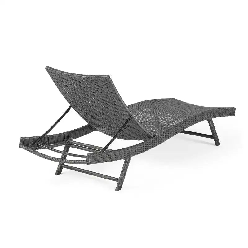 Christopher Knight Home Calvin 6 Piece Outdoor Rattan and Iron Adjustable Chaise Lounges with Foldable Tables