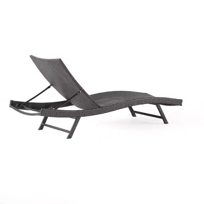 Christopher Knight Home Calvin 6 Piece Outdoor Rattan and Iron Adjustable Chaise Lounges with Foldable Tables
