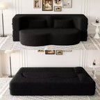 Okak Canapé modulable moderne convertible Canapé de sol avec 2 oreillers Tissu bouclé Rembourré Matelas pliant Aucun assemblage requis