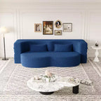 Okak Canapé modulable moderne convertible Canapé de sol avec 2 oreillers Tissu bouclé Rembourré Matelas pliant Aucun assemblage requis