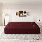 Okak Canapé modulable moderne convertible Canapé de sol avec 2 oreillers Tissu bouclé Rembourré Matelas pliant Aucun assemblage requis