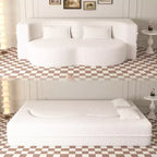 Okak Canapé modulable moderne convertible Canapé de sol avec 2 oreillers Tissu bouclé Rembourré Matelas pliant Aucun assemblage requis
