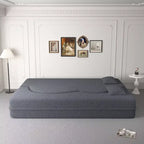 Okak Canapé modulable moderne convertible Canapé de sol avec 2 oreillers Tissu bouclé Rembourré Matelas pliant Aucun assemblage requis