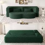 Okak Canapé modulable moderne convertible Canapé de sol avec 2 oreillers Tissu bouclé Rembourré Matelas pliant Aucun assemblage requis