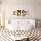 Okak Canapé modulable moderne convertible Canapé de sol avec 2 oreillers Tissu bouclé Rembourré Matelas pliant Aucun assemblage requis