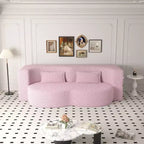 Okak Canapé modulable moderne convertible Canapé de sol avec 2 oreillers Tissu bouclé Rembourré Matelas pliant Aucun assemblage requis