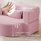 Okak Canapé modulable moderne convertible Canapé de sol avec 2 oreillers Tissu bouclé Rembourré Matelas pliant Aucun assemblage requis