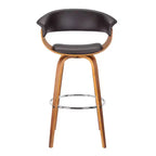 HomeRoots 31 Brown Faux Leather And Solid Wood Swivel Low Back Bar Height Bar Chair