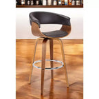 HomeRoots 31 Brown Faux Leather And Solid Wood Swivel Low Back Bar Height Bar Chair