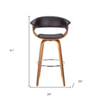 HomeRoots 31 Brown Faux Leather And Solid Wood Swivel Low Back Bar Height Bar Chair