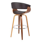 HomeRoots 31 Brown Faux Leather And Solid Wood Swivel Low Back Bar Height Bar Chair