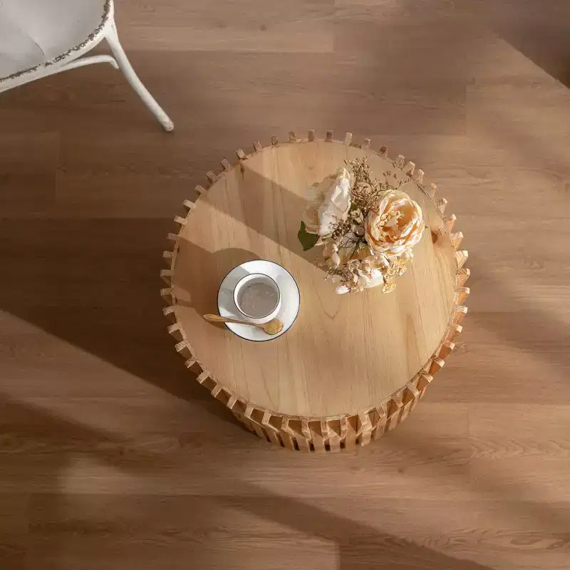 Okak Cylinder Coffee & Side Tables with Textured Barrel Design Mid-Century Modern, Industrial, Brutalist Styles 16 or 24H (Set of 1 or 2)