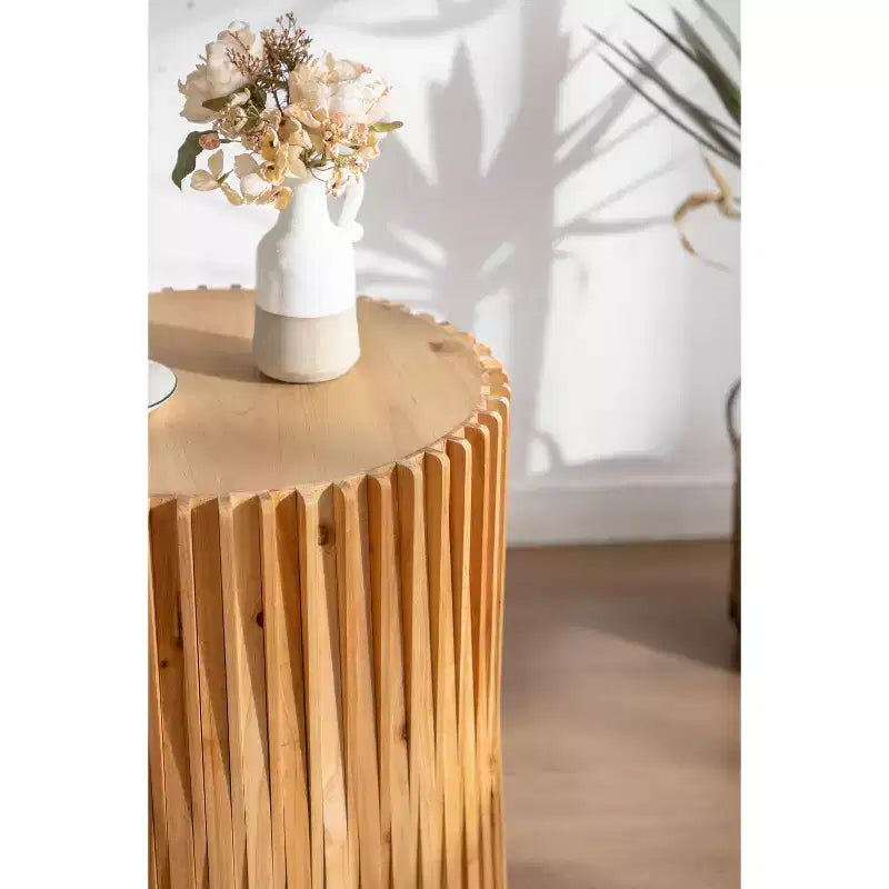 Okak Cylinder Coffee & Side Tables with Textured Barrel Design Mid-Century Modern, Industrial, Brutalist Styles 16 or 24H (Set of 1 or 2)