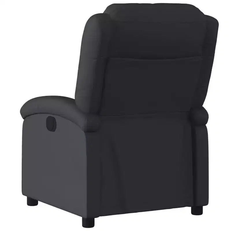 vidaXL Recliner Chair Wingback Reclining Sofa Seating Furniture Real Leather - Black Manual Push Back No Massage