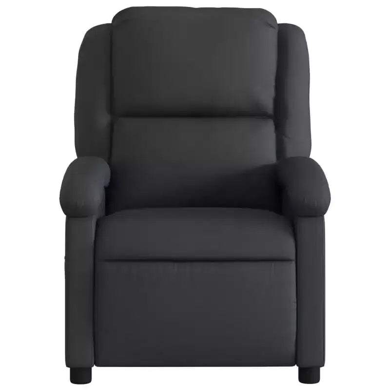 vidaXL Recliner Chair Wingback Reclining Sofa Seating Furniture Real Leather - Black Manual Push Back No Massage