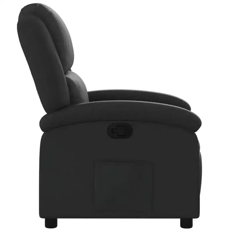 vidaXL Recliner Chair Wingback Reclining Sofa Seating Furniture Real Leather - Black Manual Push Back No Massage