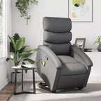 vidaXL Fauteuil inclinable de massage et releveur électrique en similicuir gris avec inclinaison manuelle – Siège confortable pour personnes âgées pour salon