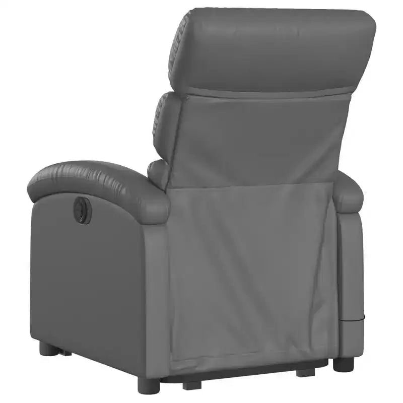 vidaXL Fauteuil inclinable de massage et releveur électrique en similicuir gris avec inclinaison manuelle – Siège confortable pour personnes âgées pour salon