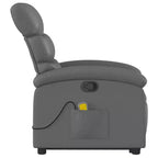 vidaXL Fauteuil inclinable de massage et releveur électrique en similicuir gris avec inclinaison manuelle – Siège confortable pour personnes âgées pour salon