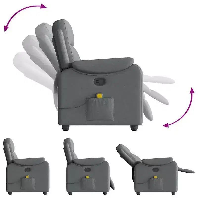 vidaXL Fauteuil inclinable de massage Gris foncé