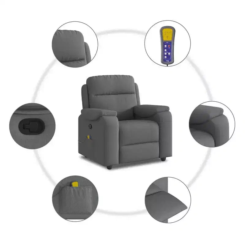 vidaXL Fauteuil inclinable de massage Gris foncé