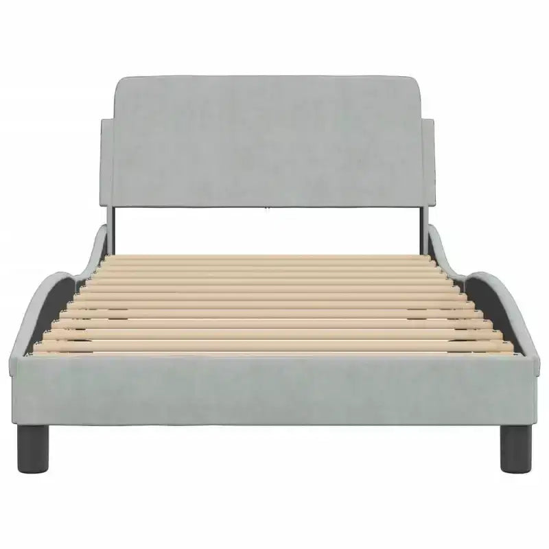 vidaXL Bed Frame with Headboard Platform Foundation Bedroom Furniture Velvet - Light Gray Twin