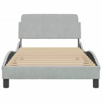 vidaXL Bed Frame with Headboard Platform Foundation Bedroom Furniture Velvet - Light Gray Twin