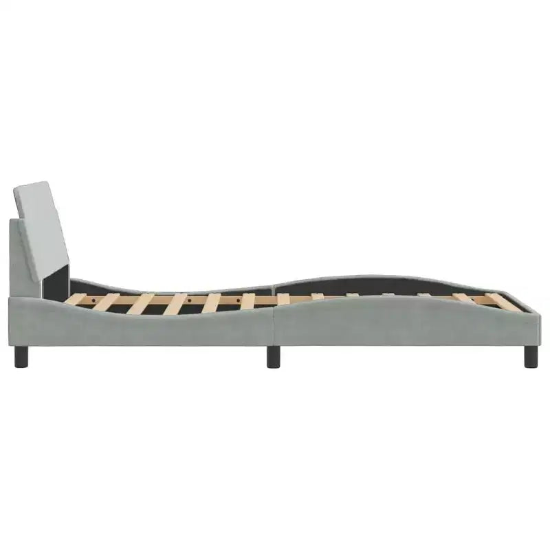 vidaXL Bed Frame with Headboard Platform Foundation Bedroom Furniture Velvet - Light Gray Twin