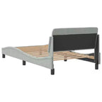 vidaXL Bed Frame with Headboard Platform Foundation Bedroom Furniture Velvet - Light Gray Twin