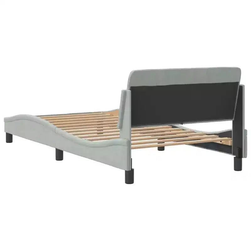 vidaXL Bed Frame with Headboard Platform Foundation Bedroom Furniture Velvet - Light Gray Twin