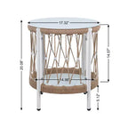 Christopher Knight Home Dolphine Bohemian 3 Piece Patio Handwoven Rope Swivel Seating Set with Glass Top Side Table