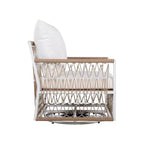 Christopher Knight Home Dolphine Bohemian 3 Piece Patio Handwoven Rope Swivel Seating Set with Glass Top Side Table