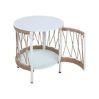 Christopher Knight Home Dolphine Bohemian 3 Piece Patio Handwoven Rope Swivel Seating Set with Glass Top Side Table