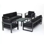 GDFStudio Crested Bay Outdoor Aluminum 8 Seater Chat Set with Cushions