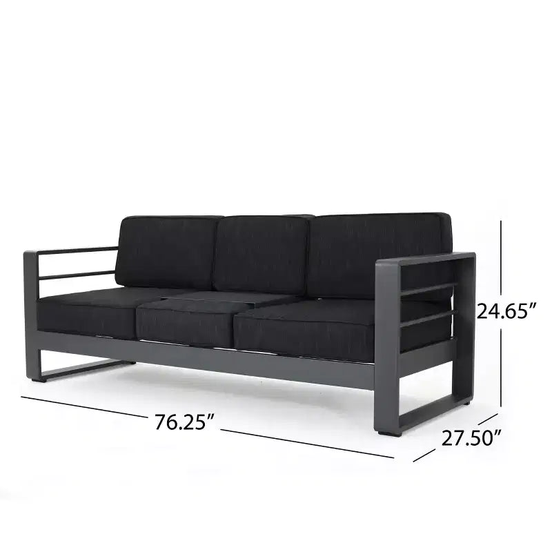 GDFStudio Crested Bay Outdoor Aluminum 8 Seater Chat Set with Cushions