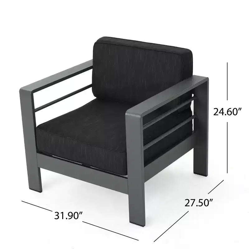 GDFStudio Crested Bay Outdoor Aluminum 8 Seater Chat Set with Cushions
