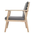 4-Piece Acacia Wood Patio Conversation Set with Grey Cushions
